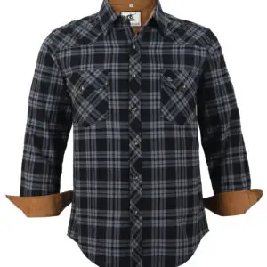Coevals Club Mens Western Cowboy Flannel Corduroy Lined Snap Button Up Cotton Regular Fit Long Sleeve Plaid Shirts