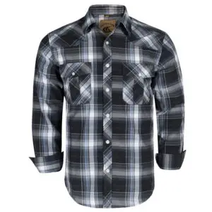 COEVALS CLUB Men's Western Cowboy Long Sleeve Pearl Snap Casual Button Down Up Plaid Work Shirts